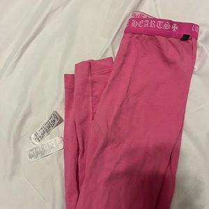 Pink Chrome Heart Leggings